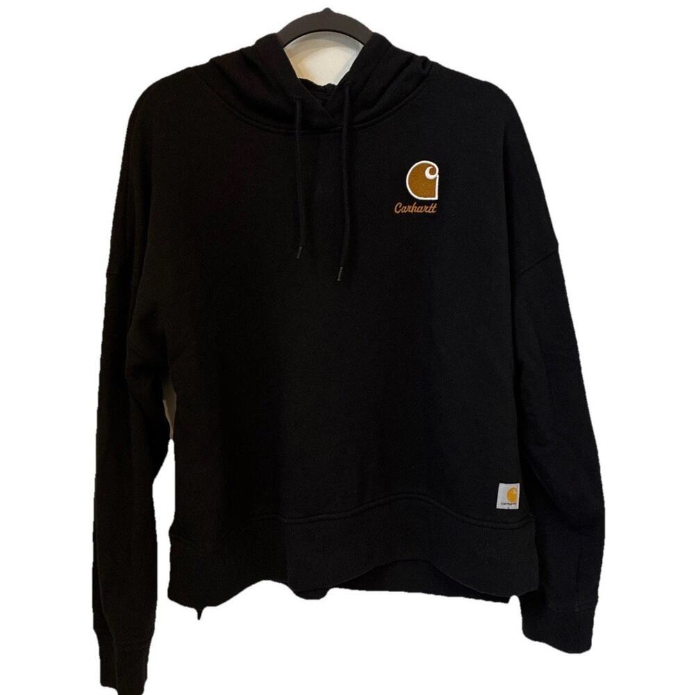 Carhartt Women’s Large Black Hoodie Loose Fit Tencel Pullover Sweatshirt